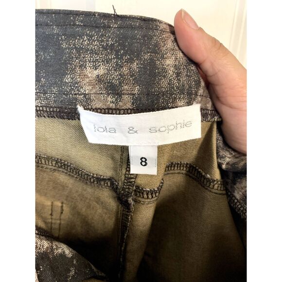 Lola & Sophie Brown and Black Rustic Paisley Motif Printed Pants Size 8 - Picture 3 of 6